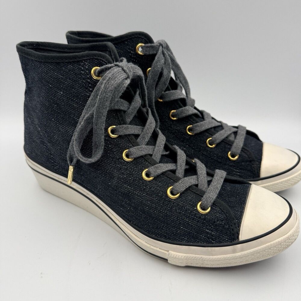 Converse All Star Chuck Taylor HI-Ness Wedge Women Sneakers 8 Blue Denim Rare